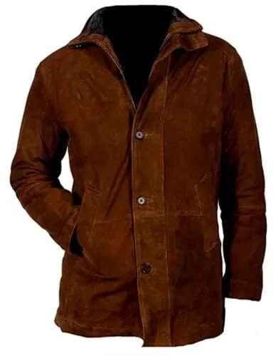 VALENTINO Trench cappotto lungo uomo vera pelle scamosciata marrone cowboy western americano giacca