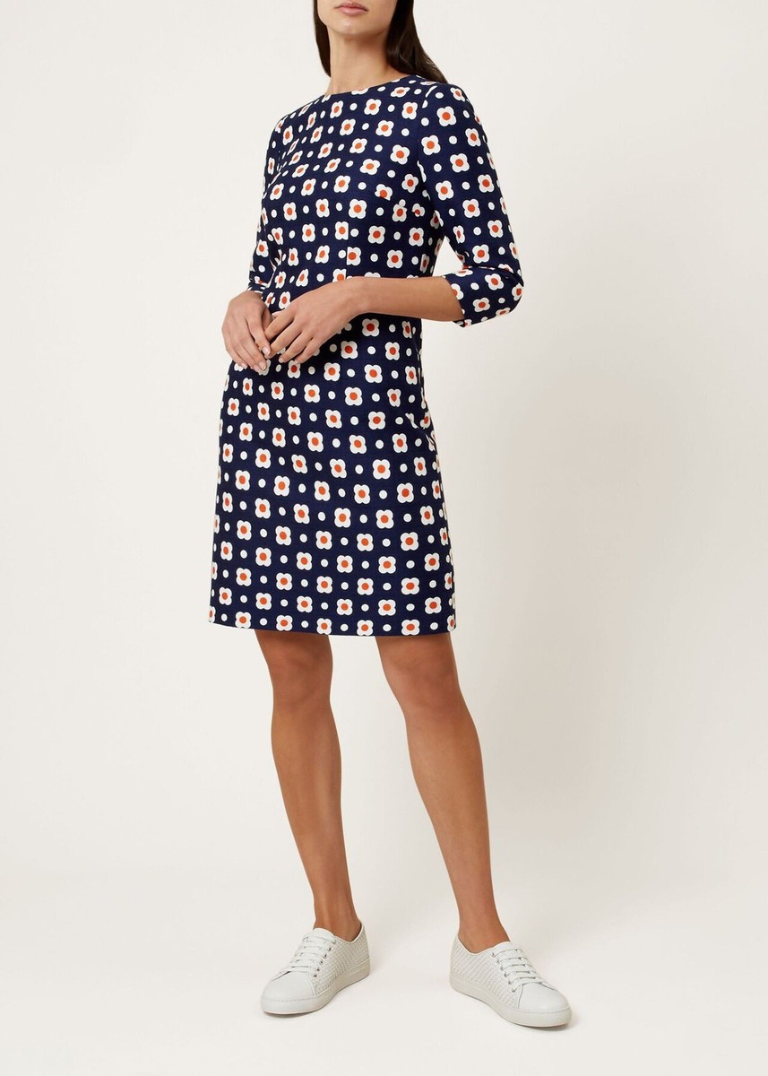 HOBBS NAVY BLUE TANGERINE DAISY LULA DRESS UK 10 RRP