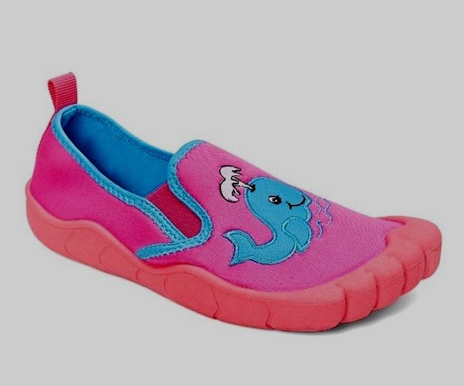 Newtz Girls Water Shoes Size 5-6 Pink Blue W Whale New UPF 50+