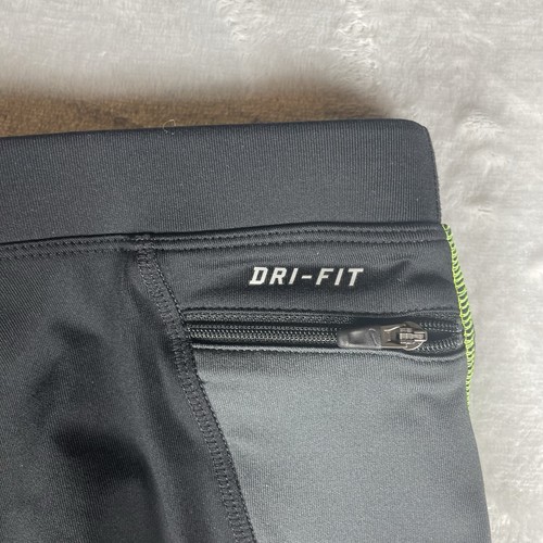 Nike POWER RUNNING REFLECTIVE TIGHT FIT LEGGING PANT Men's Medium Black Neon - Picture 7 of 9