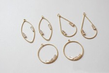 6pcs Cubic Zirconia Circle Water Drop Horse Eye Teardrop Round Ring Pendan