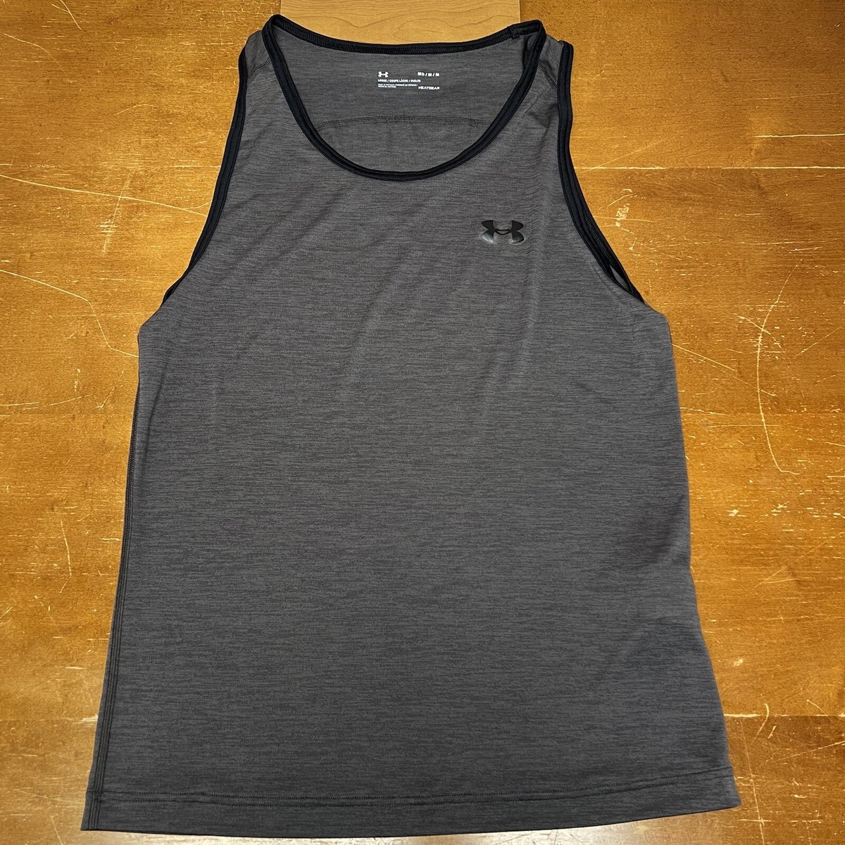 Under Armour Shirt Mens Medium Gray Loose Fit Heat Gear Tank Top