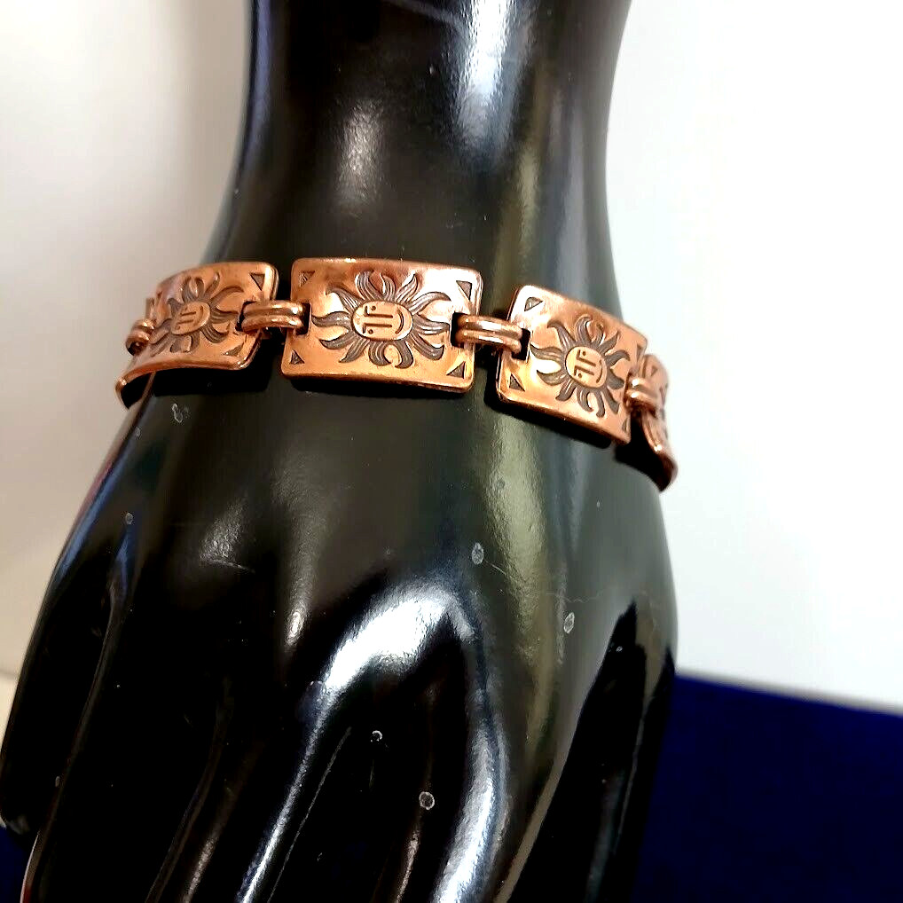 Solid Embossed Copper Panel Bracelet ~ Length 7 i… - image 8