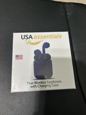 USA Essentials True Wireless Earbuds Bluetooth wireless-Navy Blue-New-Sealed