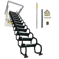 9.84ft Black Attic Pull Down Ceiling Ladder Stairs Folding Loft Ladder Stairs