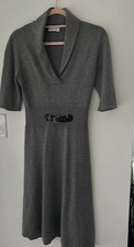 Calvin Klein Knit Dress Gray Black Belt Trim SurpliceNeck Size PetiteSmall(0170)