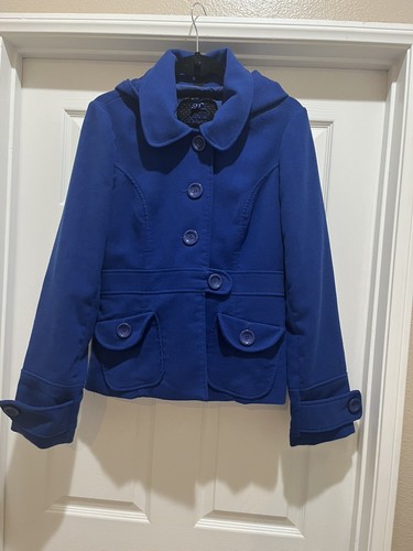 JACK By BB Dakota Detachable Hooded Blue Peacoat Size Large - 第 1/5 張圖片