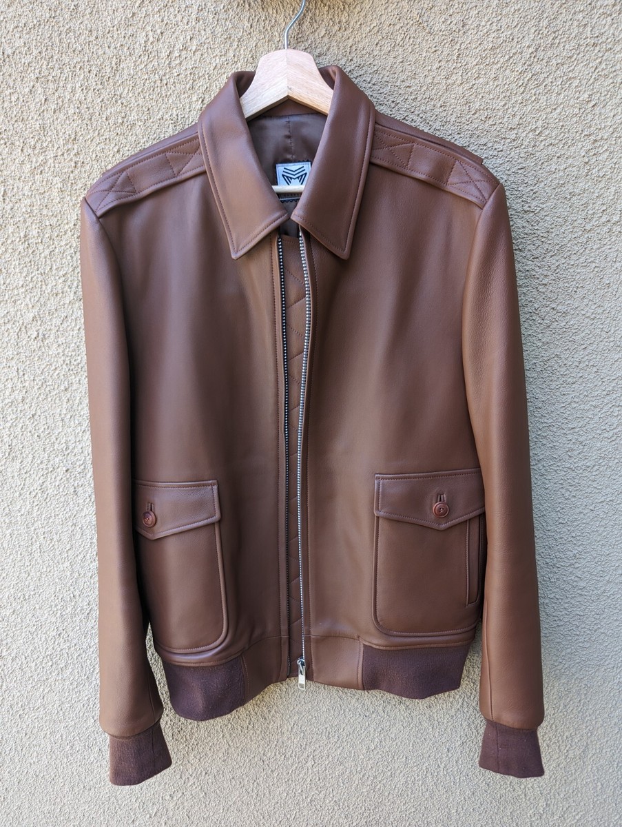 OHOTORO A2 Lambskin jacket ブラウン 中古 Falcon Garments A2 Lambskin Leather Flight Jacket, Chestnut Brown