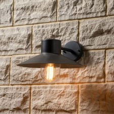 Industrial Black Metal Outdoor Wall Light Fishermans Vintage Barn-Style Sconce
