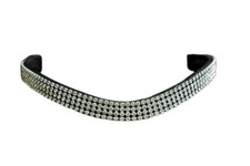 Clear Crystal Four Row Leather Browband For Horse Bridle.