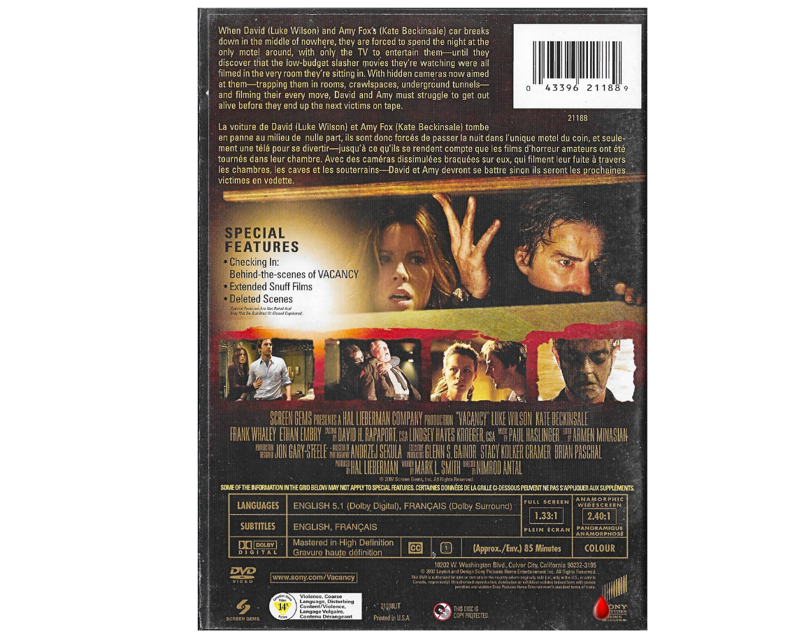 Vacancy 2007 Region 1 Horror Luke Wilson Kate, Pre-owned DVD | eBay