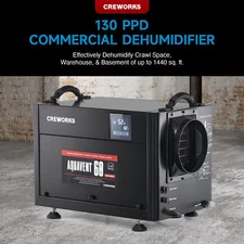 CREWORKS 130 PPD Commercial Dehumidifier for Crawl Space Basement Warehouse