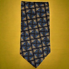 Mulberry Neck Tie Necktie Italian Silk Hand Sewn Blues And Gold