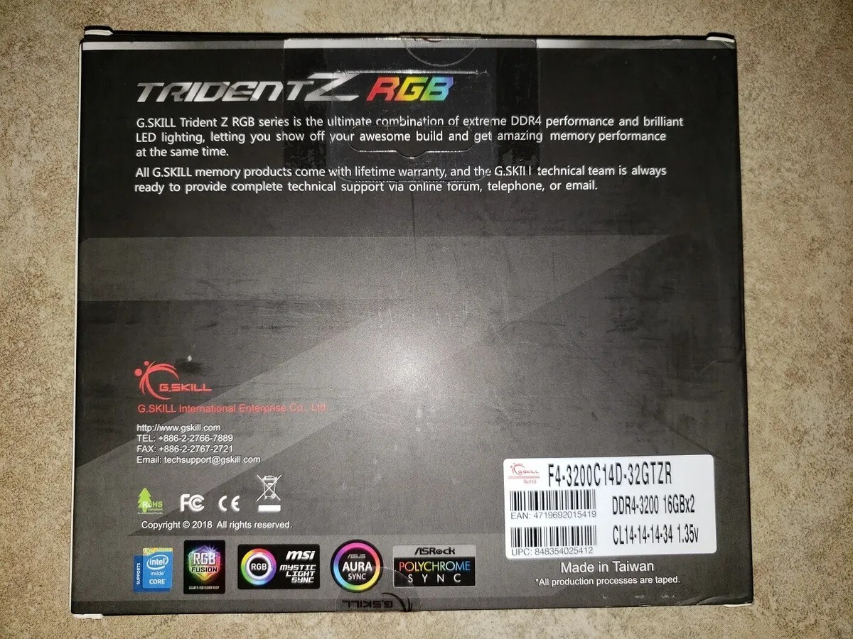 G.SKILL TridentZ RGB 32GB (2x16GB) 3200 MHz *14-14-14-34