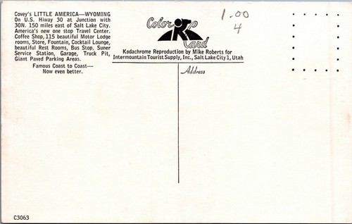 Little American Granger WY Travel Center Penguins Autos Covey 1950s N466 - Picture 2 of 2