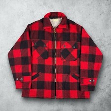 Vintage 50s Sears Buffalo Plaid Wool Jacket Mackinaw Hunting Full Zip Coat M