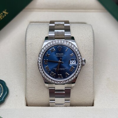 Rolex Datejust 31 NEW 2025 Blue Roman Dial Diamond Bezel Stainless Steel Oyster