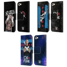 OFFICIAL WWE CM PUNK LEATHER BOOK WALLET CASE COVER FOR APPLE iPOD TOUCH MP3