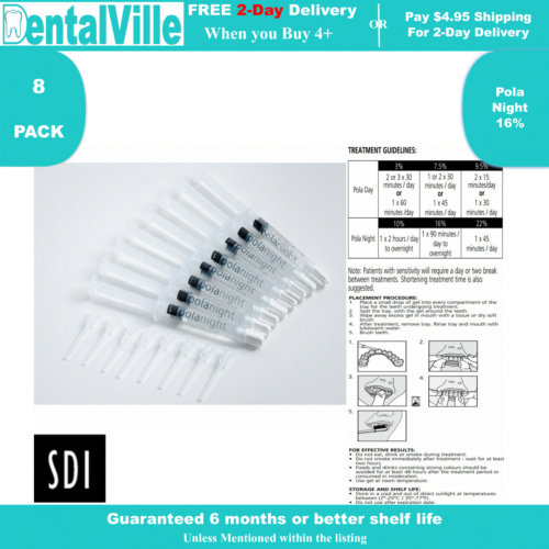 Genuine SDI POLANIGHT (Pola Night) Teeth Whitening Gel 16%, 8 syringes - Picture 1 of 5