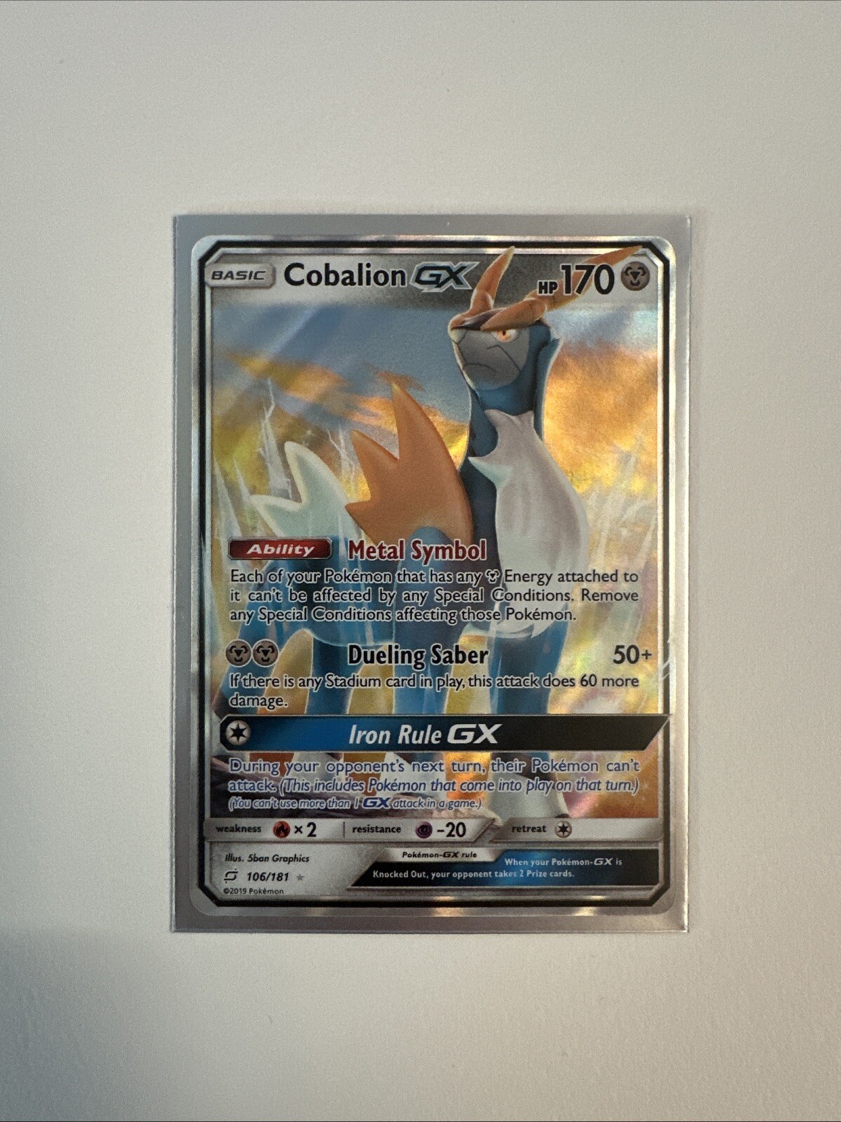 Pokemon TCG Card Cobalion GX 106/181 Team Up Sun & Moon NM