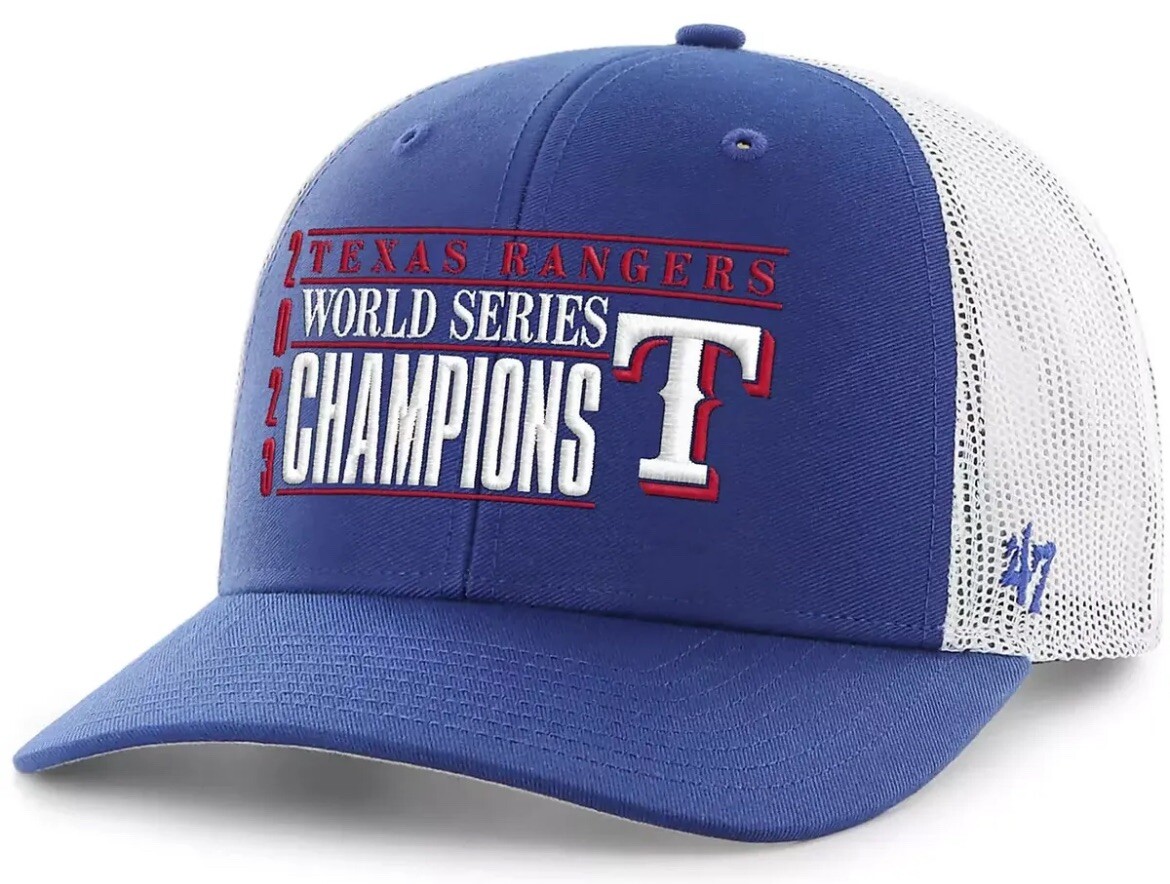 ‘47 Brand Texas Rangers 2023 World Series Champions Trucker Snapback Cap New