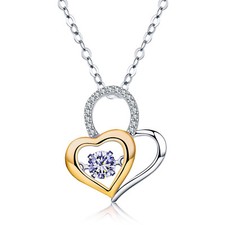 14k White/Rose Gold Plated Cubic Zirconia Heart Pendant Necklace for Women