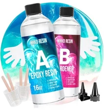 ✅NEW✅Crystal Clear Epoxy Resin Kit, 32OZ Art Resin and Hardener Kit -No Bubble ✅