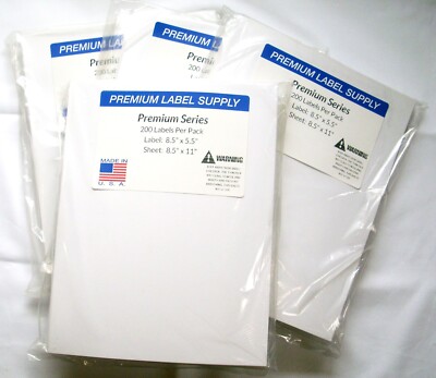 200 Premium 8.5'' X 5.5'' Half Sheet Self Adhesive Shipping Labels -PLS Brand