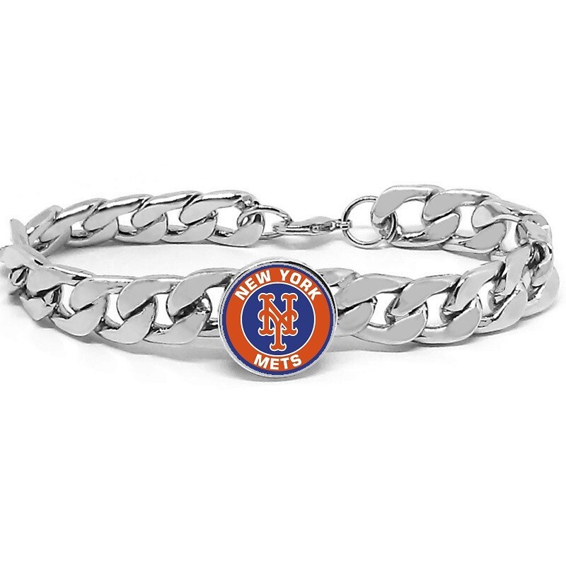 New York Mets Stainless Wide Mens Womens Link Chain Bracelet