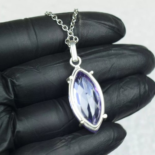 Natural Certified 69.80 Ct Marquise Lavender Zircon Pendant 925 Silver Gemstone - Picture 5 of 6