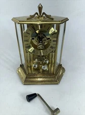 Vtg Skeleton Haller Elgin Anniversary Clock w/key Germany 1 Jewel