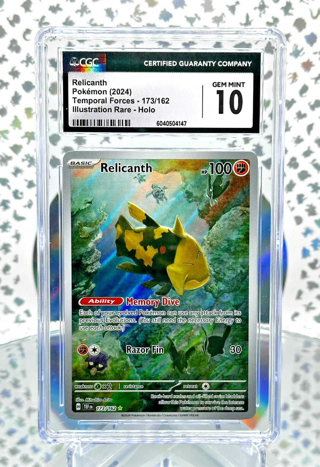 CGC 10 Relicanth 173/162 Temporal Forces Full Art Illustration Rare Pokemon Card