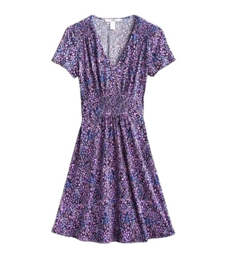 Wisp Womens NWT Babydoll Dress Comfort Purple Floral Jersey Size 10 Dark Cottage - Picture 2 of 8