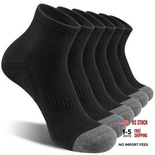 6 Pack Men's Ankle Socks Cotton Cushioned Athletic Running Socks Medium Black