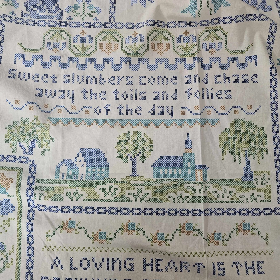 Cortinas vintage Sears Perma Press plisadas imitación punto de cruz cottagecore  Foto 4 de 4