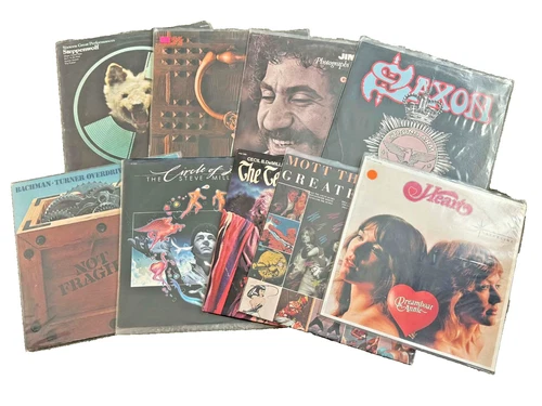 Lot of 8 LP Vinyl Record ROCK Lot nice! Heart, Saxon, BTO, Kiss, etc