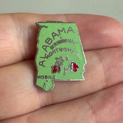 Vintage Alabama Tourist Enamel Lapel Pin Birmingham Montgomery Mobile