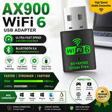 USB WiFi-6 900Mbps 2 in 1 Dongle 2.4G 5GHz Dual Band BT 5.4 Win10,11