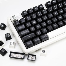 WOB PBT Double Shot Keycap Set,160 Keys Black and White Custom Key Caps Simil...