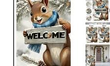 Welcome Squirrel Garden Flag 12x18inch The Nut Squirrel Winter snow Garden