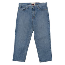 Vintage Y2K Tommy Hilfiger Capri Boyfriend Jeans Womens 12 Flag Logo Light Wash