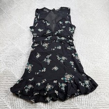 Flynn Skye Floral Mini Dress Women's Small Black Ruffle Boho Romantic Festival