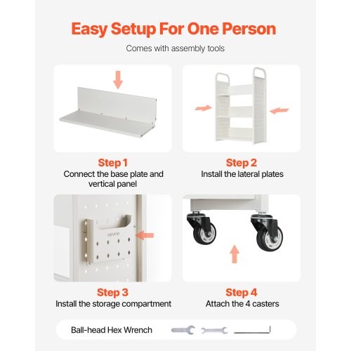 Rolling Library Book Cart, 330 lbs Capacity, 30.3 x 15 x 48.0-Inch Library Cart,
