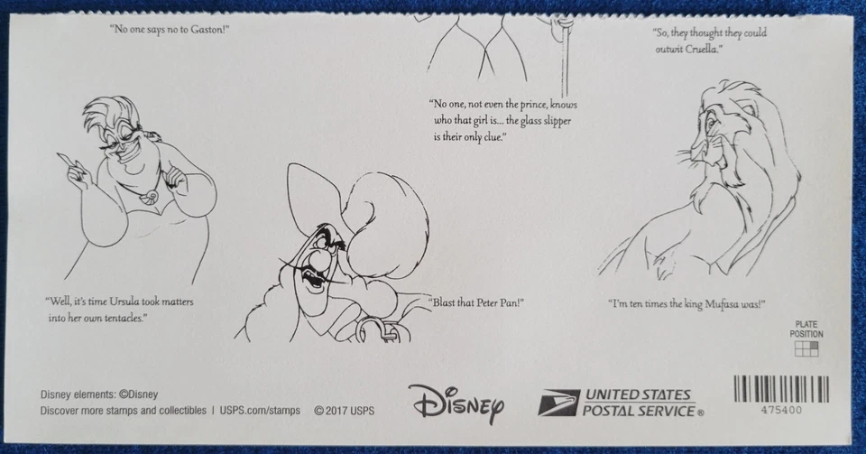 US Stamps 2017 Disney Villains MNH Forever Set Of 10 Scott 5213-5222 FV=$7.80 - Image 3 of 3
