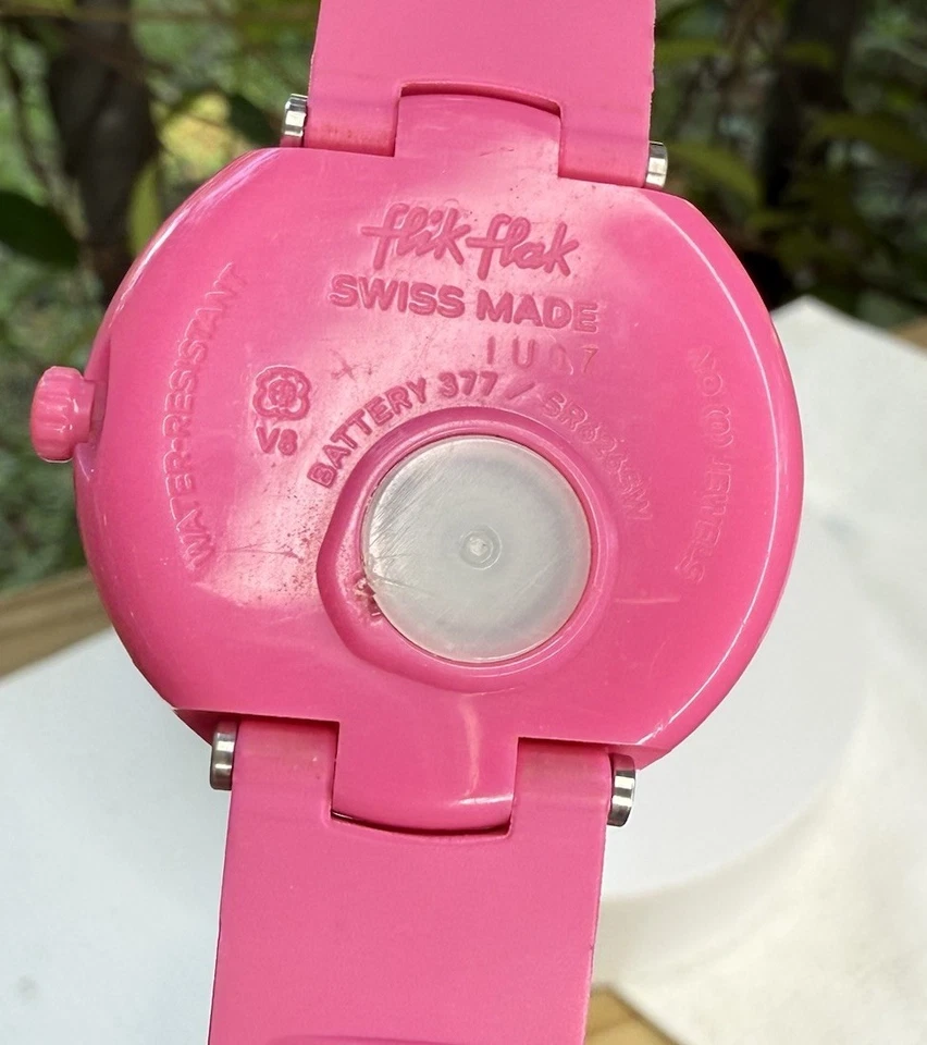 Flik Flak Swatch Swiss Made Pink Diver Style Kids Watch Rotating Bezel 32 MM - Image 3 of 4