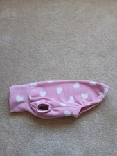Whippet Dog Vest Jumper Polar Fleece Anti Pil Pink White Hearts Print Back 20" 