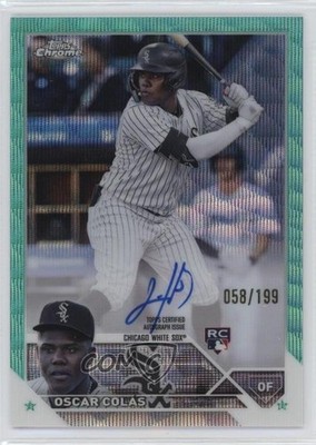 2023 Topps Chrome Rookie Aqua Wave Refractor /199 Oscar Colas Colás Auto RC 9e1