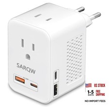 220V to 110V Voltage Conversion Plug Adapter for Traveling from USA to White