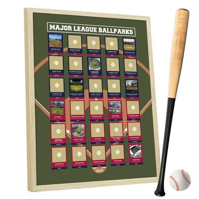 Framed Pro Baseball Stadiums Scratch Off Poster - Track Your Baseball Journey...