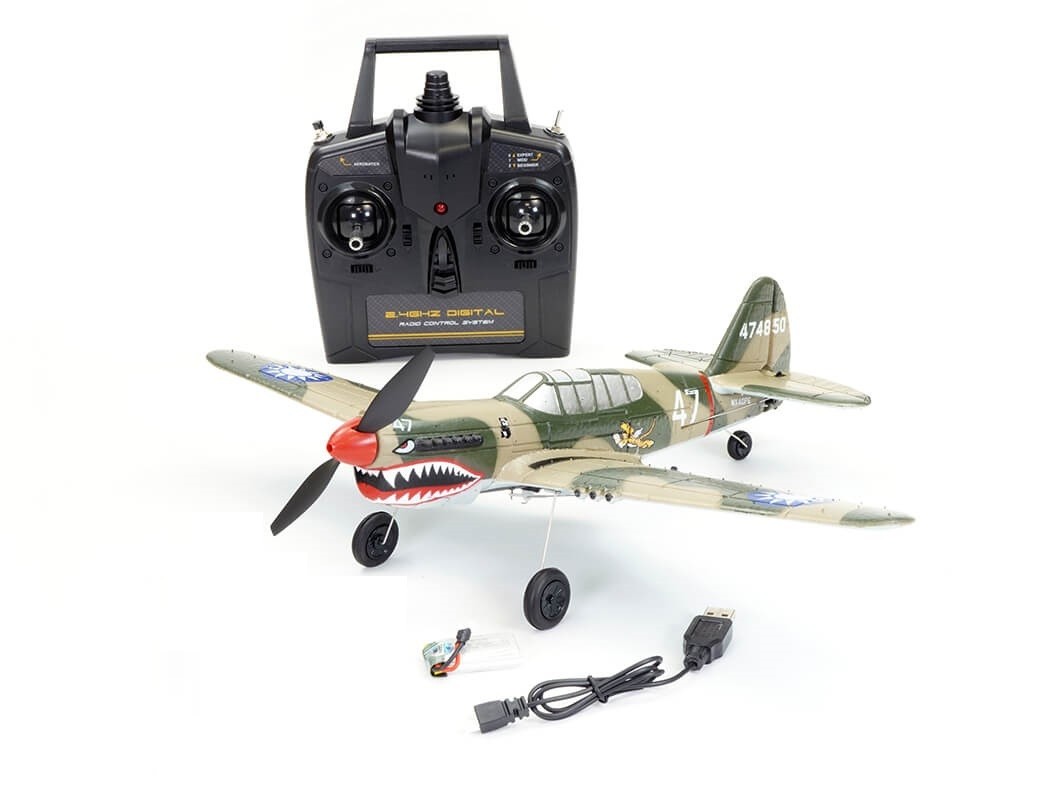 Volantex RC Curtiss P40 Warhawk 400 Ready To Fly Gyro Balanced 4Ch Plane V761-13